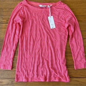 Vineyard Vines Pink Coral Striped 3/4 Long Sleeve Top Size Small NWT
